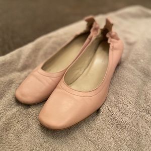 Everlane blocked heels in pale rose